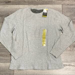 Members Mark Shirt Mens Size Medium thermal Long Sleeve Crew NWT Light Grey